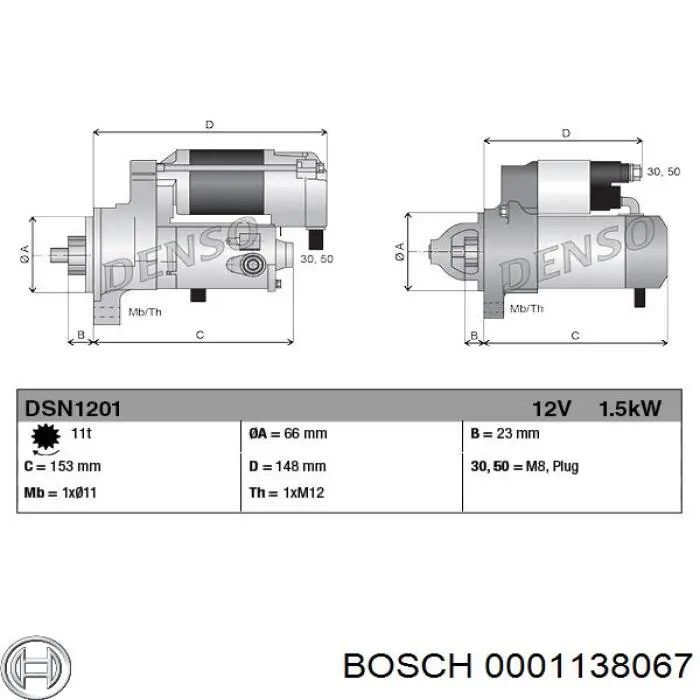 Стартер Bosch 0001138067 ціна, від 104.40 USD