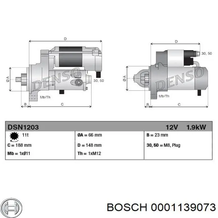 Купити 0001139073 Bosch Стартер