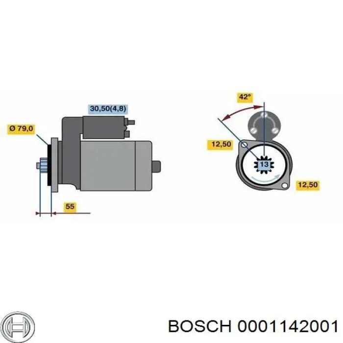 Стартер Bosch 0001142001 ціна, від 103.32 USD