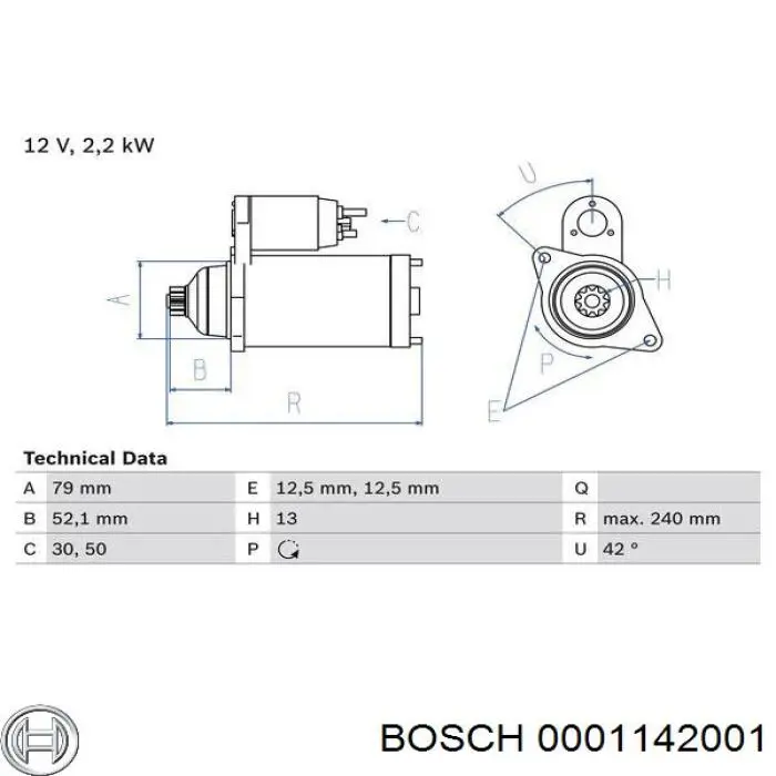 Купити 0001142001 Bosch Стартер