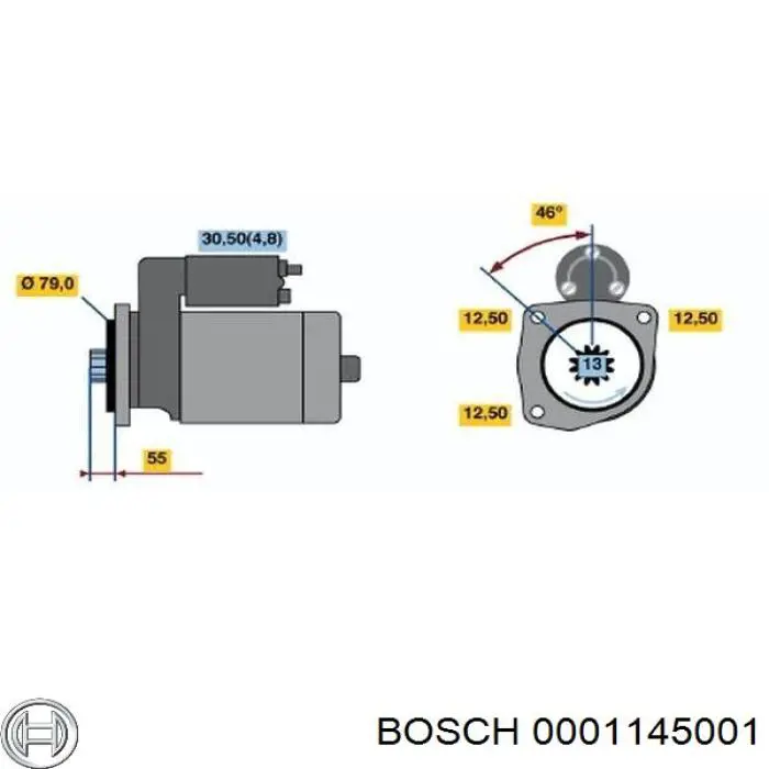 Стартер Bosch 0001145001 ціна, від 76.02 USD