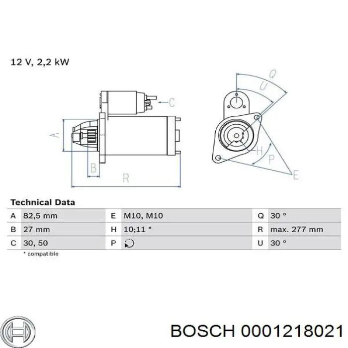 Стартер 0001218021 Bosch