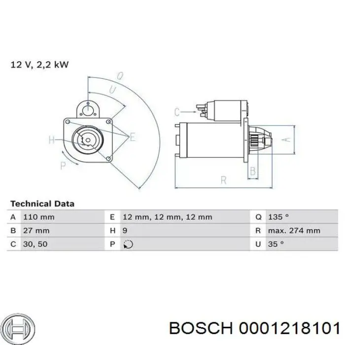 0001218101 Bosch Стартер двигуна