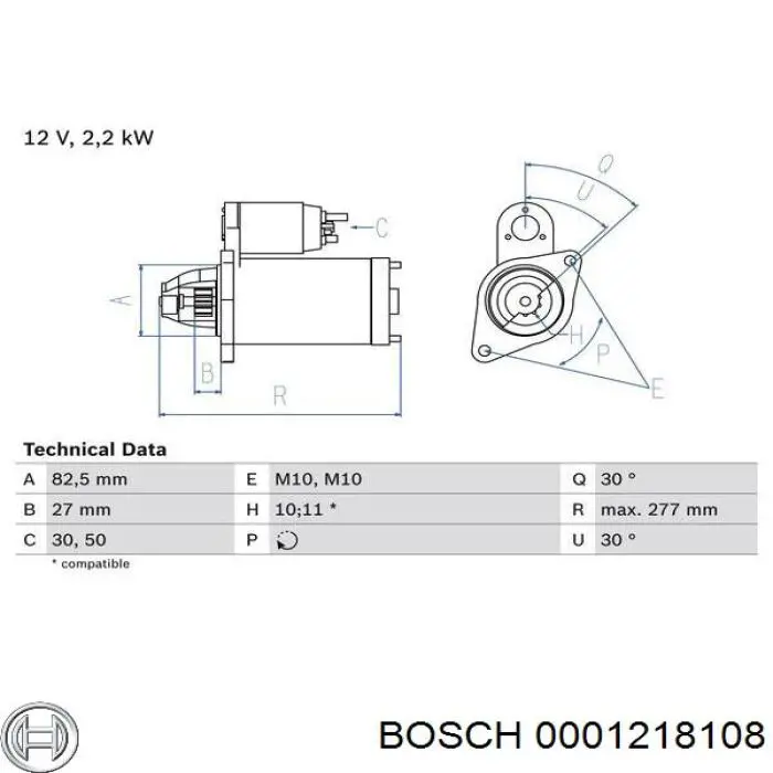 0001218108 Bosch Стартер двигуна