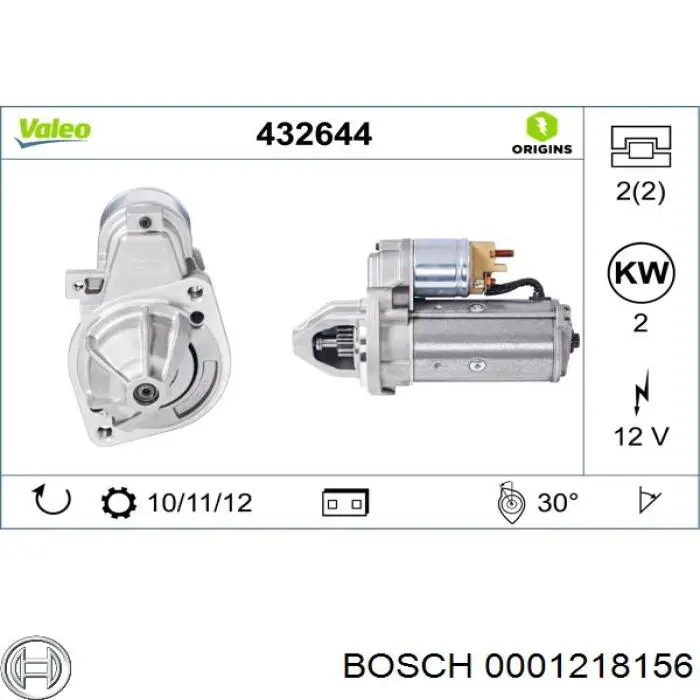 0001218156 Bosch Стартер (2,2 кВт, 12 В)