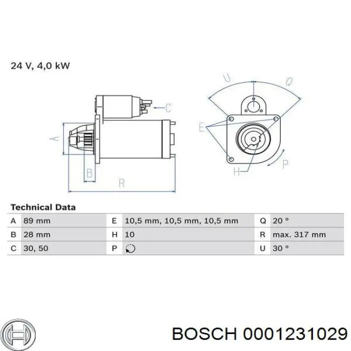 Стартер Bosch 0001231029 ціна, від 205.05 USD