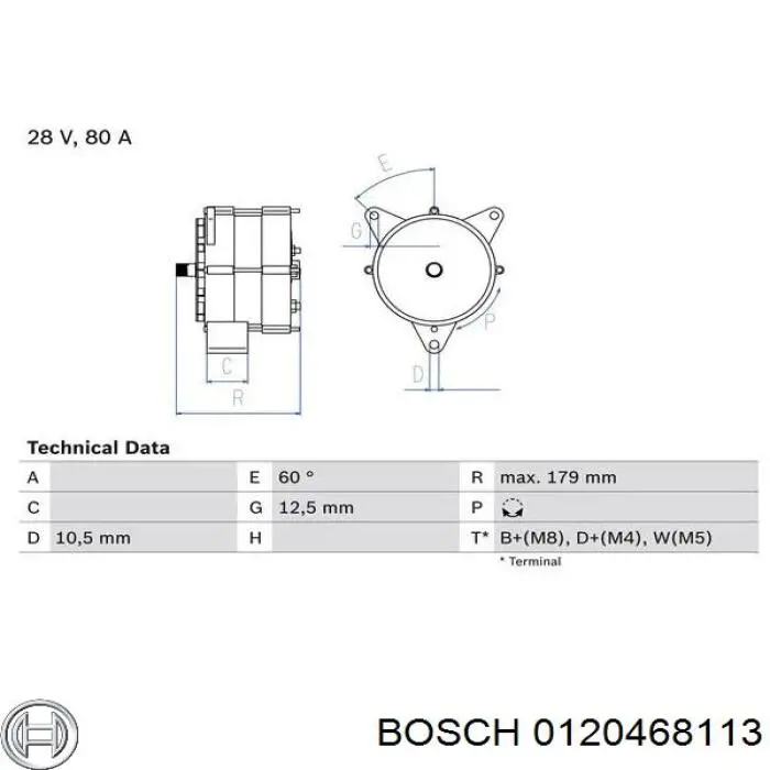 0120468113 Bosch генератор