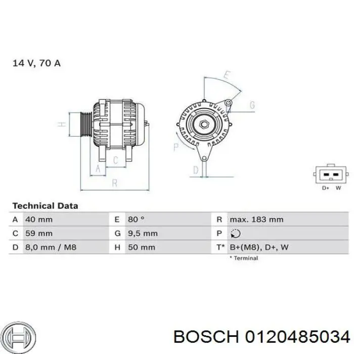 0120485034 Bosch Авто генератор
