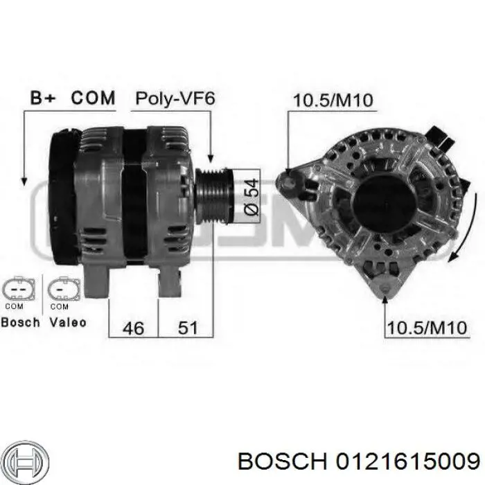 0121615009 Bosch генератор