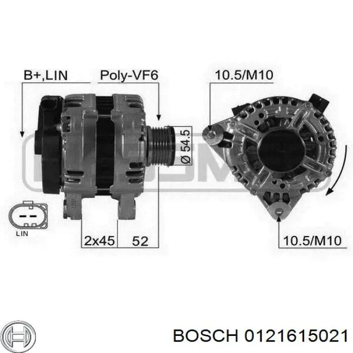 Генератор Bosch 0121615021 ціна, від 133.20 USD