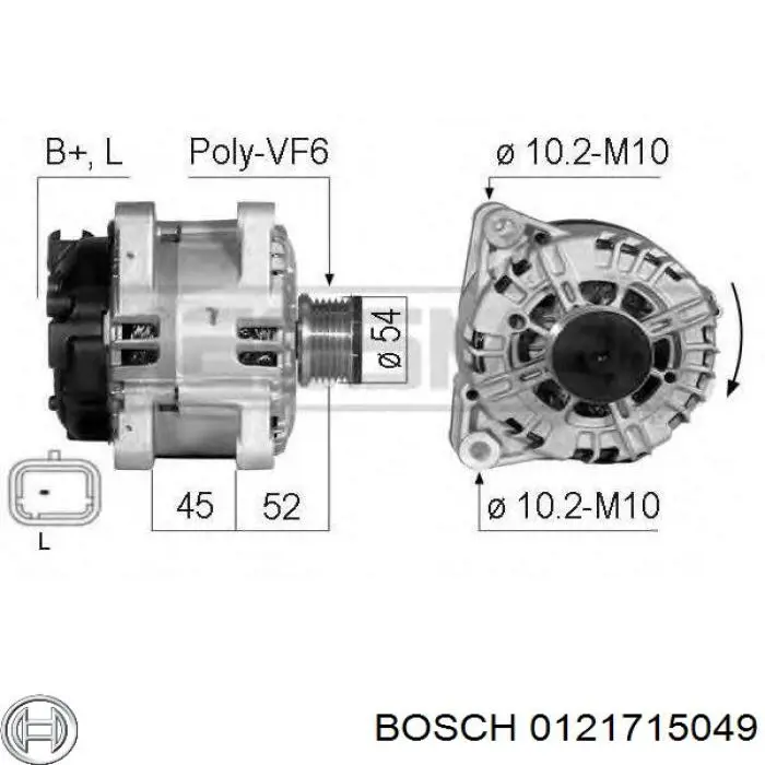 Генератор Bosch 0121715049 ціна, від 101.35 USD
