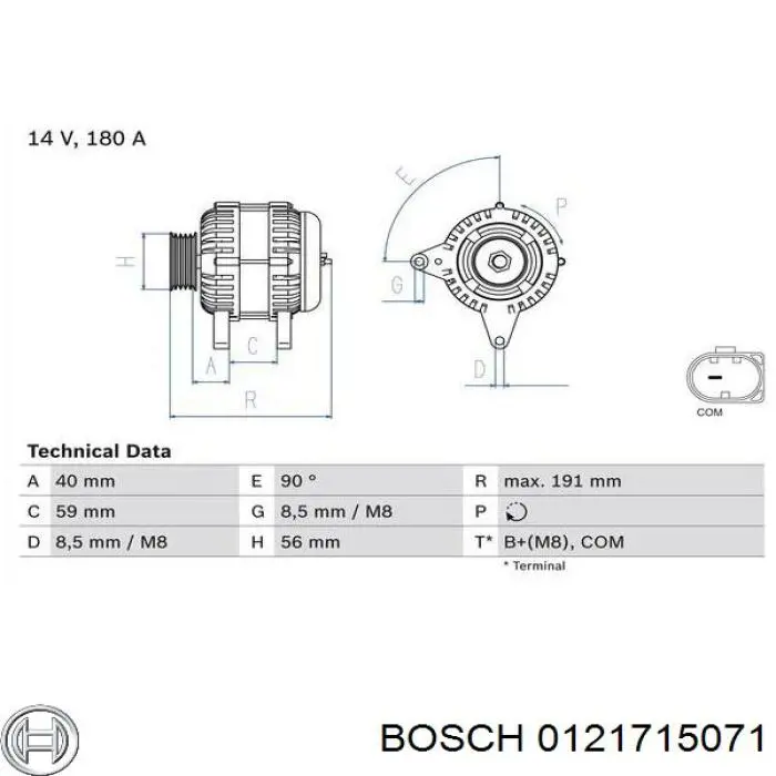 0121715071 Bosch Авто генератор