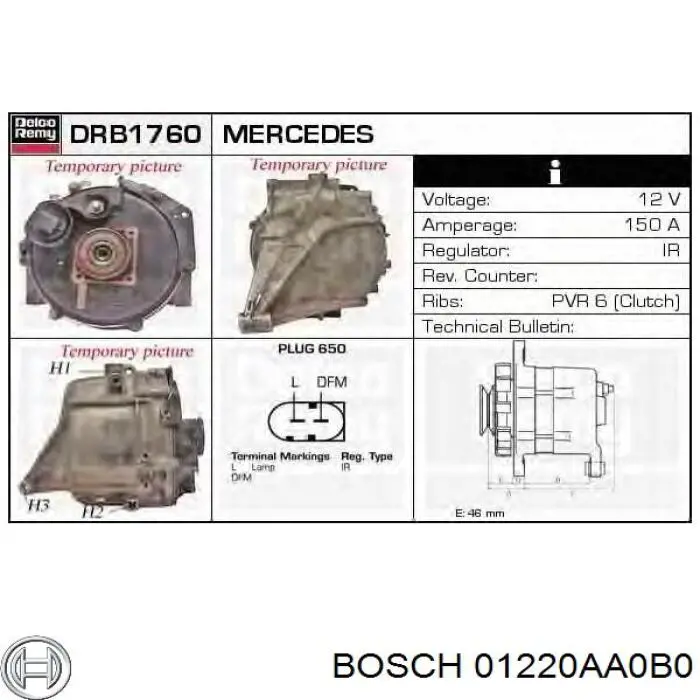 Купити 01220AA0B0 Bosch Генератор