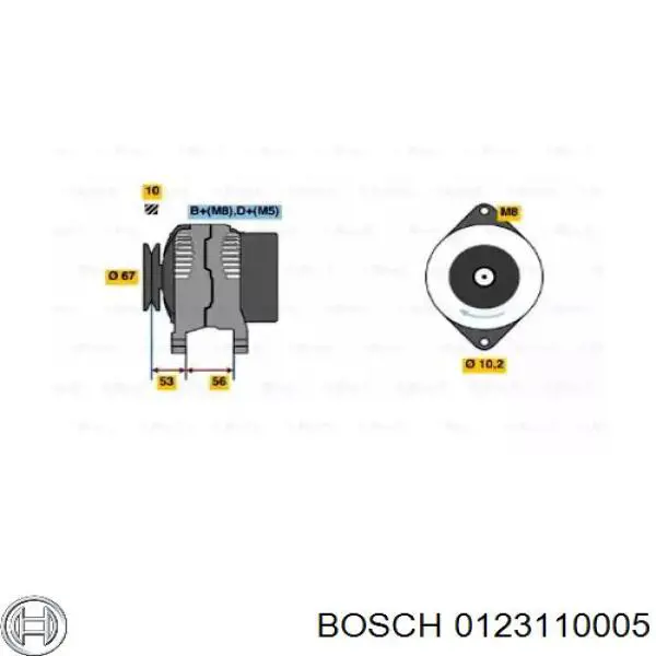 Генератор Bosch 0123110005 ціна, від 44.34 USD