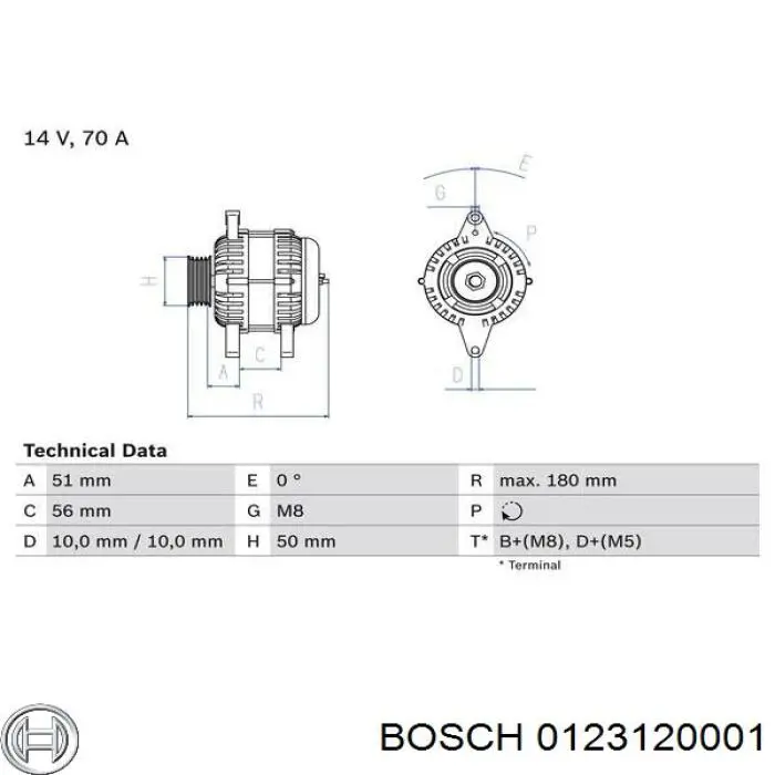 Генератор 0123120001 Bosch