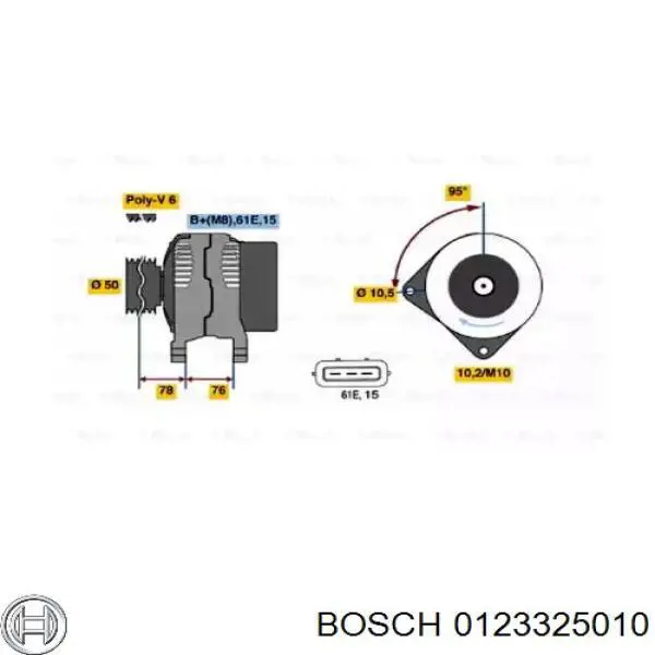 Генератор Bosch 0123325010 ціна, від 88.68 USD
