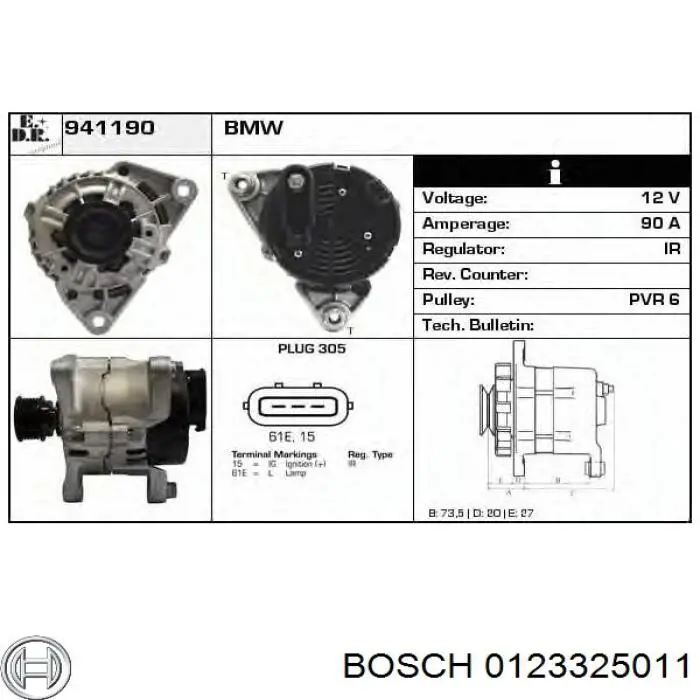 0123325011 Bosch Авто генератор