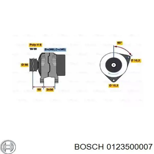 Генератор Bosch 0123500007 ціна, від 158.21 USD