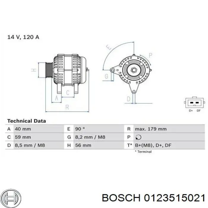 Генератор Bosch 0123515021 ціна, від 50.68 USD
