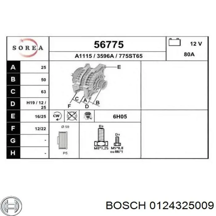 Купити 0124325009 Bosch Генератор
