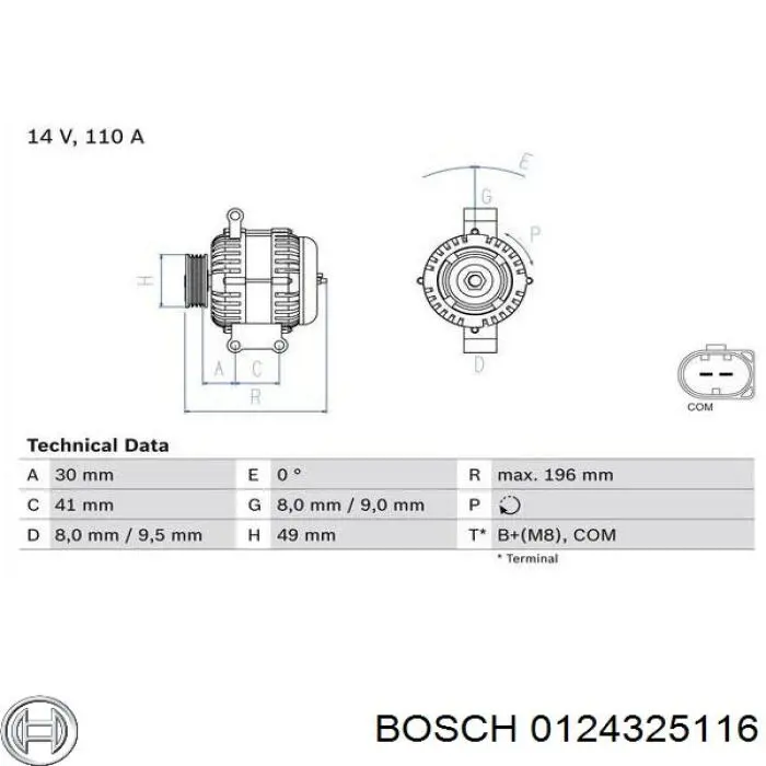 0124325116 Bosch Авто генератор