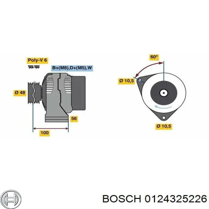 Генератор Bosch 0124325226 ціна, від 95.35 USD