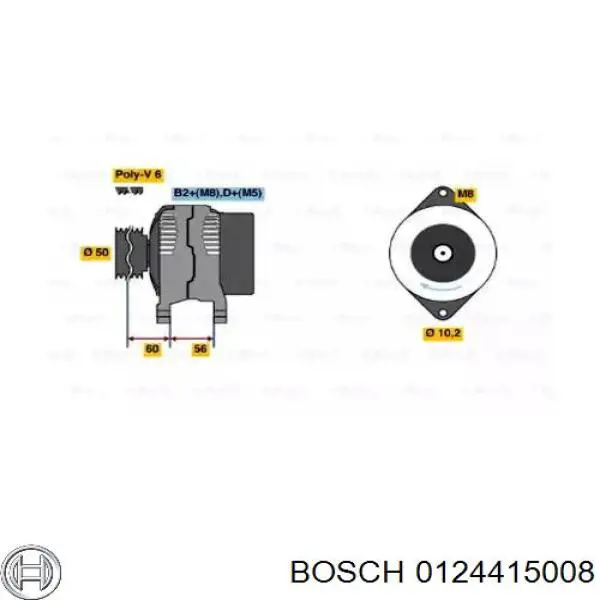 Генератор Bosch 0124415008 ціна, від 81.36 USD
