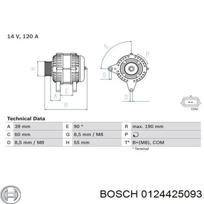 Купити 0124425093 Bosch Генератор