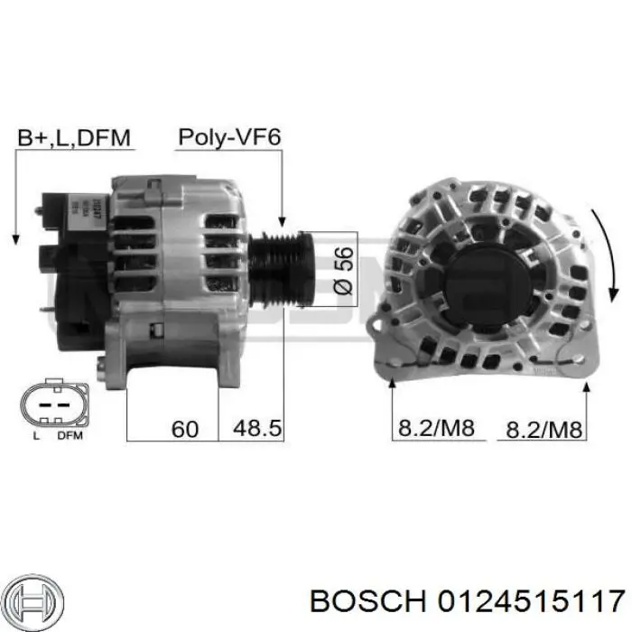 Генератор Bosch 0124515117 ціна, від 50.67 USD