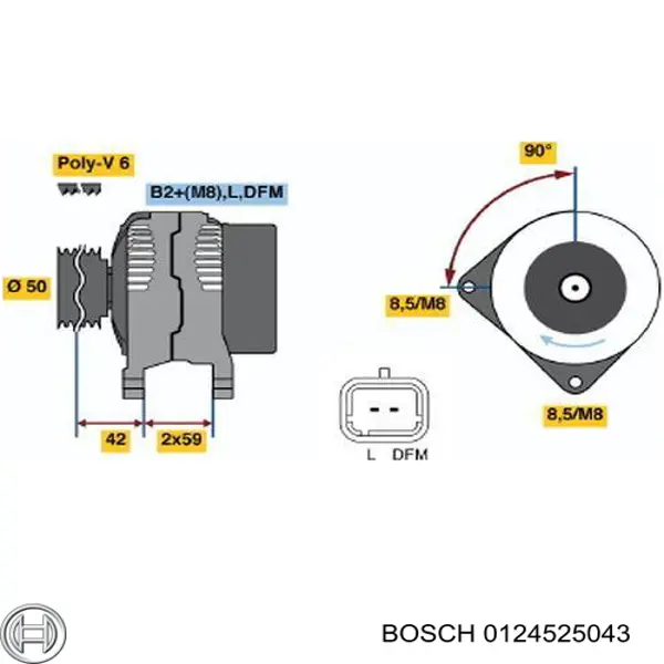 Генератор Bosch 0124525043 ціна, від 126.69 USD