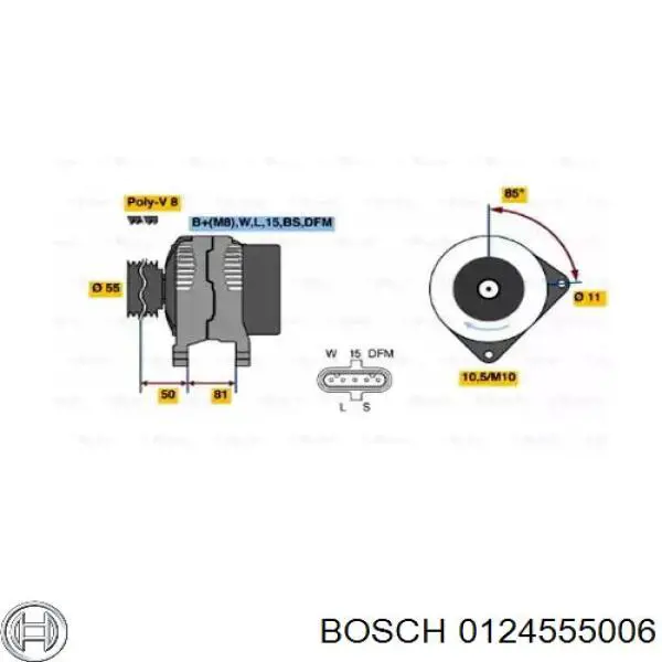 Генератор Bosch 0124555006 ціна, від 167.39 USD