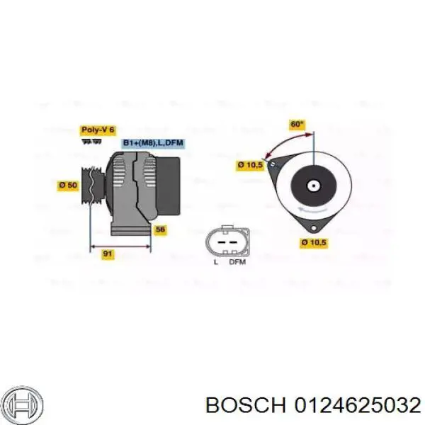 Генератор Bosch 0124625032 ціна, від 224.44 USD