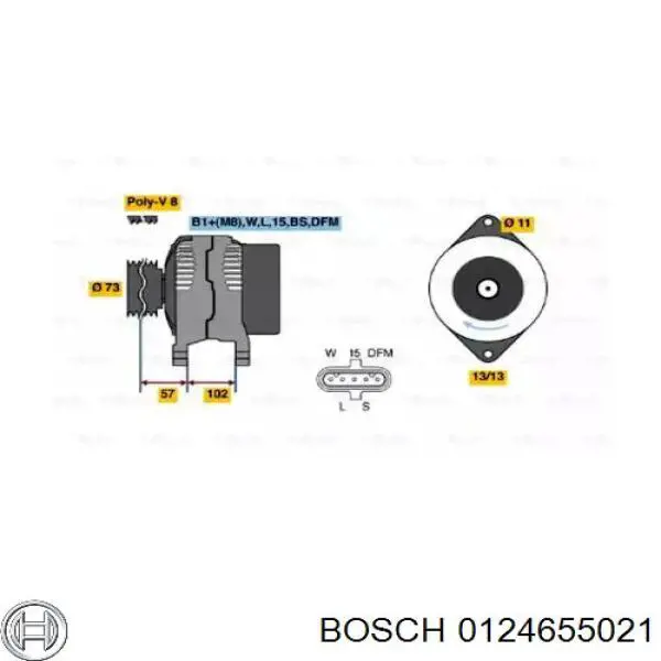 Генератор Bosch 0124655021 ціна, від 202.75 USD