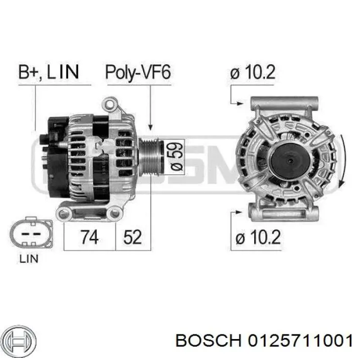 Генератор 0125711001 Bosch