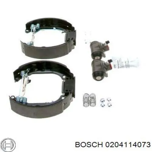 Купити 0204114073 Bosch Колодки гальмівні задні барабанні, в зборі з циліндруми, комплект