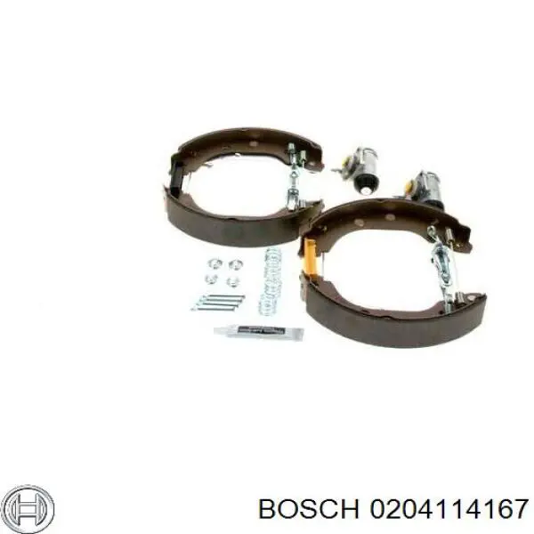 0204114167 Bosch колодки гальмівні задні барабанні, в зборі з циліндруми, комплект