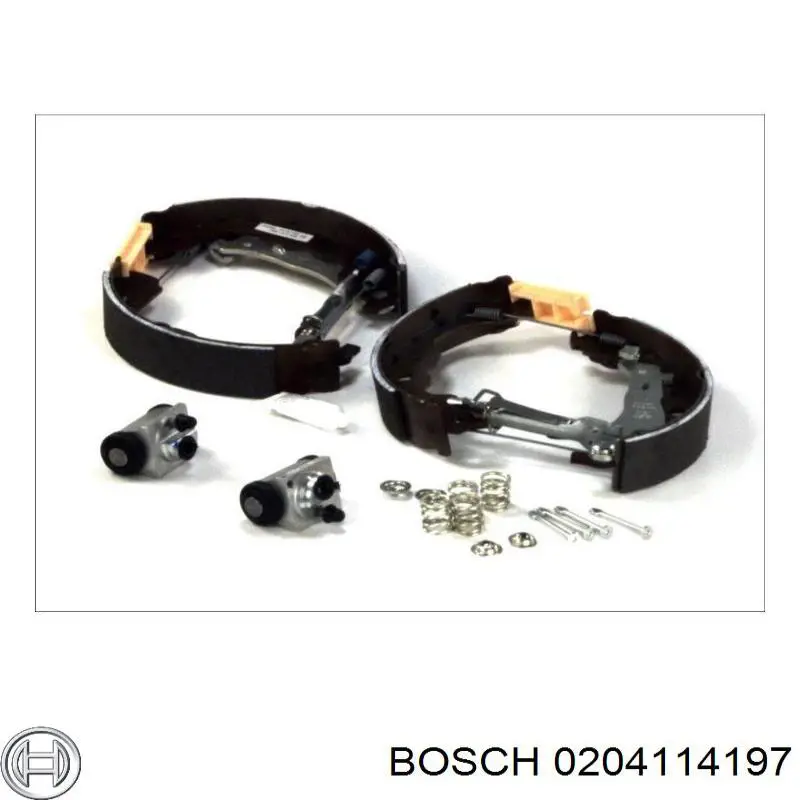 0204114197 Bosch колодки гальмівні задні барабанні, в зборі з циліндруми, комплект