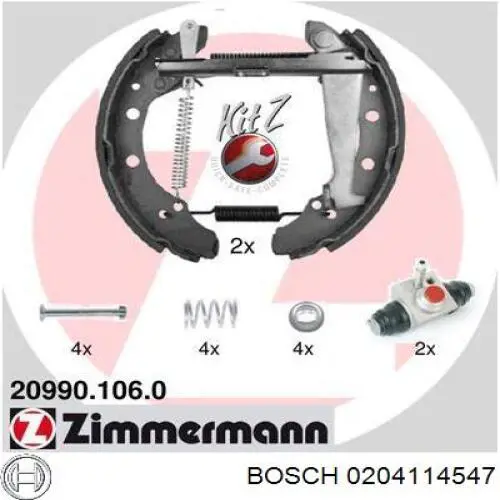 Колодки гальмові задні, барабанні 0204114547 Bosch