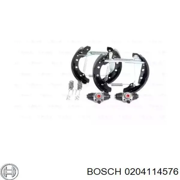 Купити 0204114576 Bosch Колодки гальмівні задні барабанні, в зборі з циліндруми, комплект