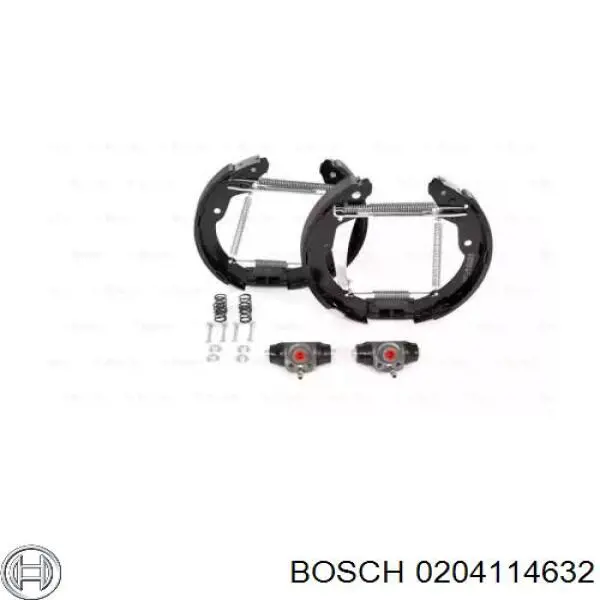 Купити 0204114632 Bosch Колодки гальмівні задні барабанні, в зборі з циліндруми, комплект