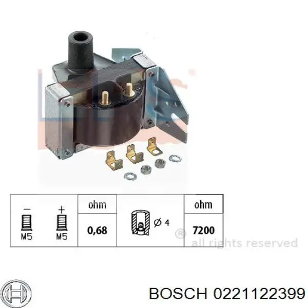0221122399 Bosch котушка запалювання