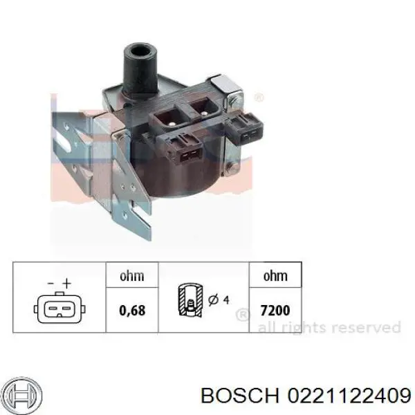 Котушка запалювання 0221122409 Bosch