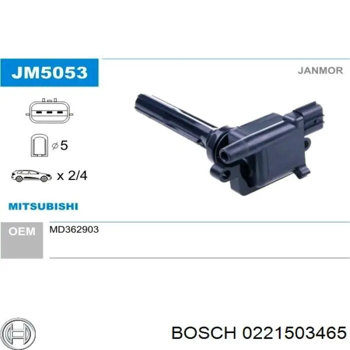 0221503465 Bosch котушка запалювання