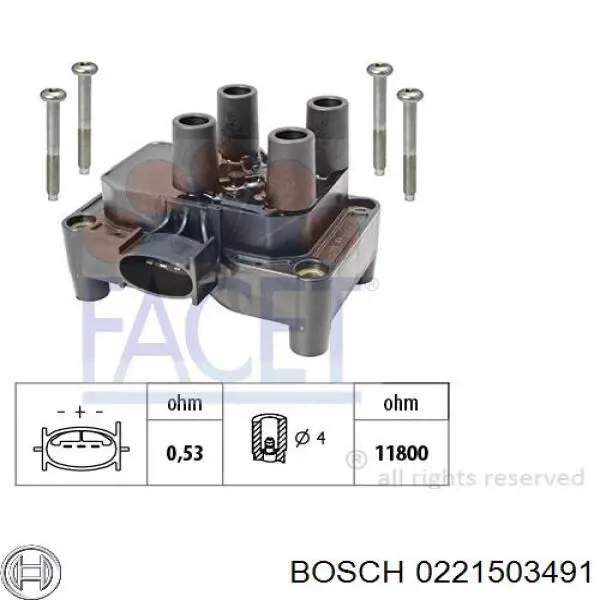 Котушка запалювання 0221503491 Bosch