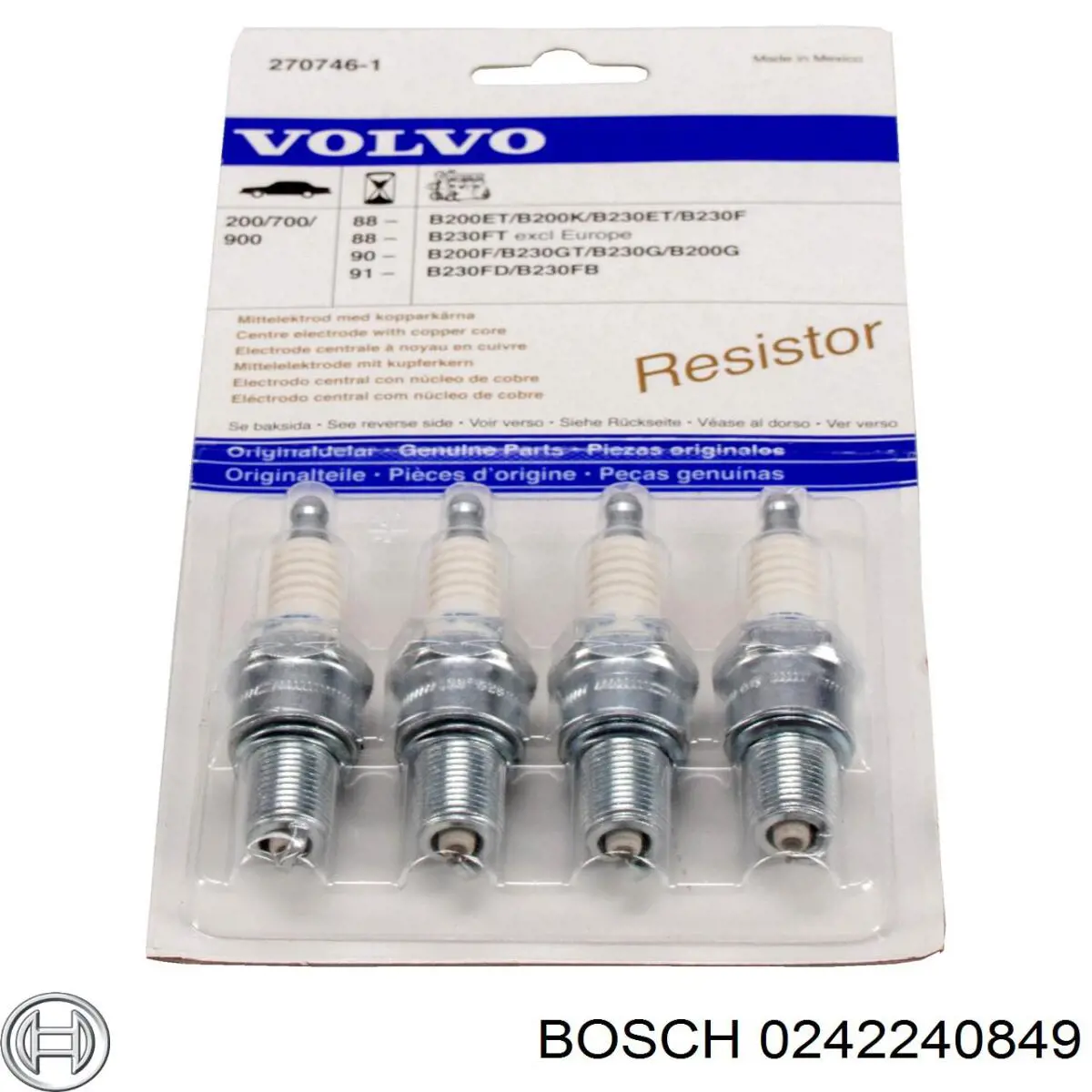 Свічки запалювання 0242240849 Bosch