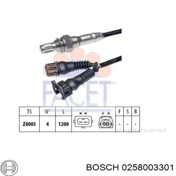 Лямбда датчик кисню Bosch 0258003301 ціна, від 35.92 USD