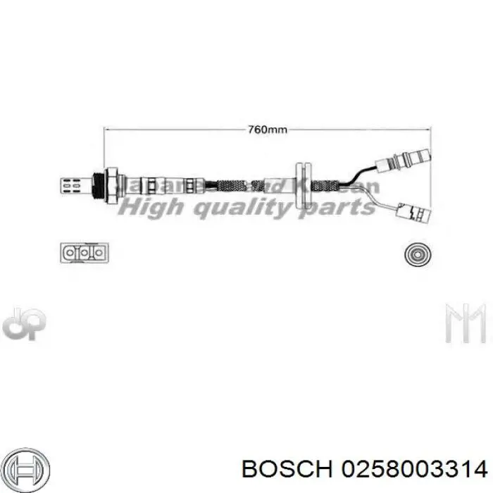 Лямбдазонд, датчик кисню до каталізатора 0258003314 Bosch