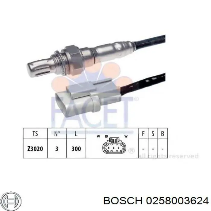 Купити 0258003624 Bosch Лямбдазонд, датчик кисню до каталізатора