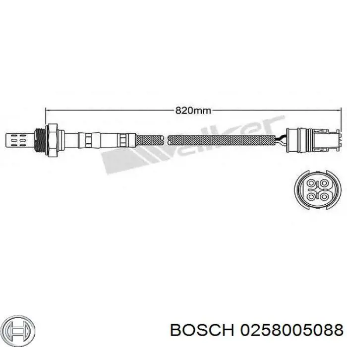 Купити 0258005088 Bosch Лямбда-зонд, датчик кисню до каталізатора, лівий