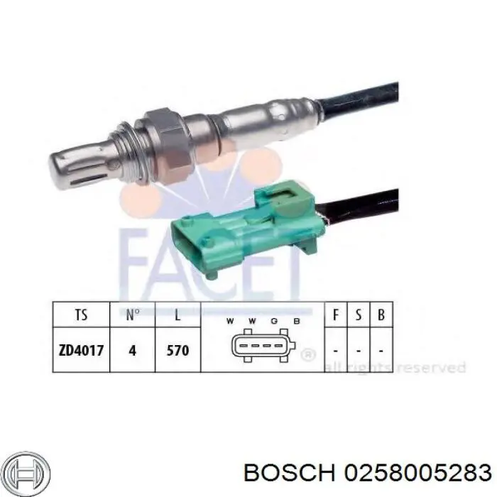 Лямбдазонд, датчик кисню до каталізатора 0258005283 Bosch